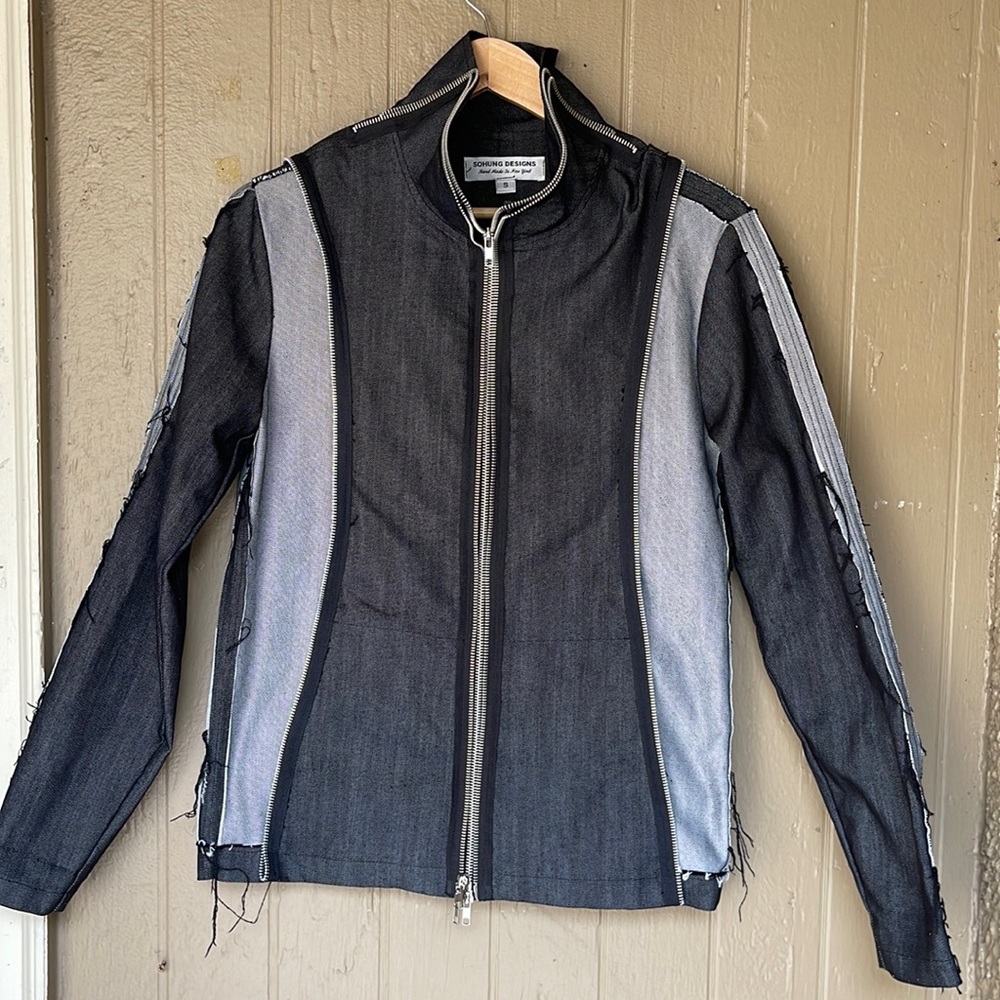 Sohung Designs denim zippered hooded jacket